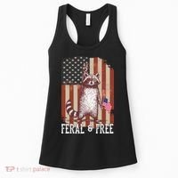 Feral But Free Raccoon July 4th Patriotic For Family Women's Tank Top thumb 0