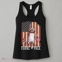 Feral But Free Raccoon July 4th Patriotic For Family Women's Tank Top thumb 3