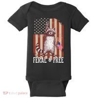 Feral But Free Raccoon July 4th Patriotic For Family Baby Bodysuit thumb 0