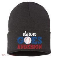 Funny Baseball Fight Down Goes Anderson Sustainable Knit Beanie thumb 0