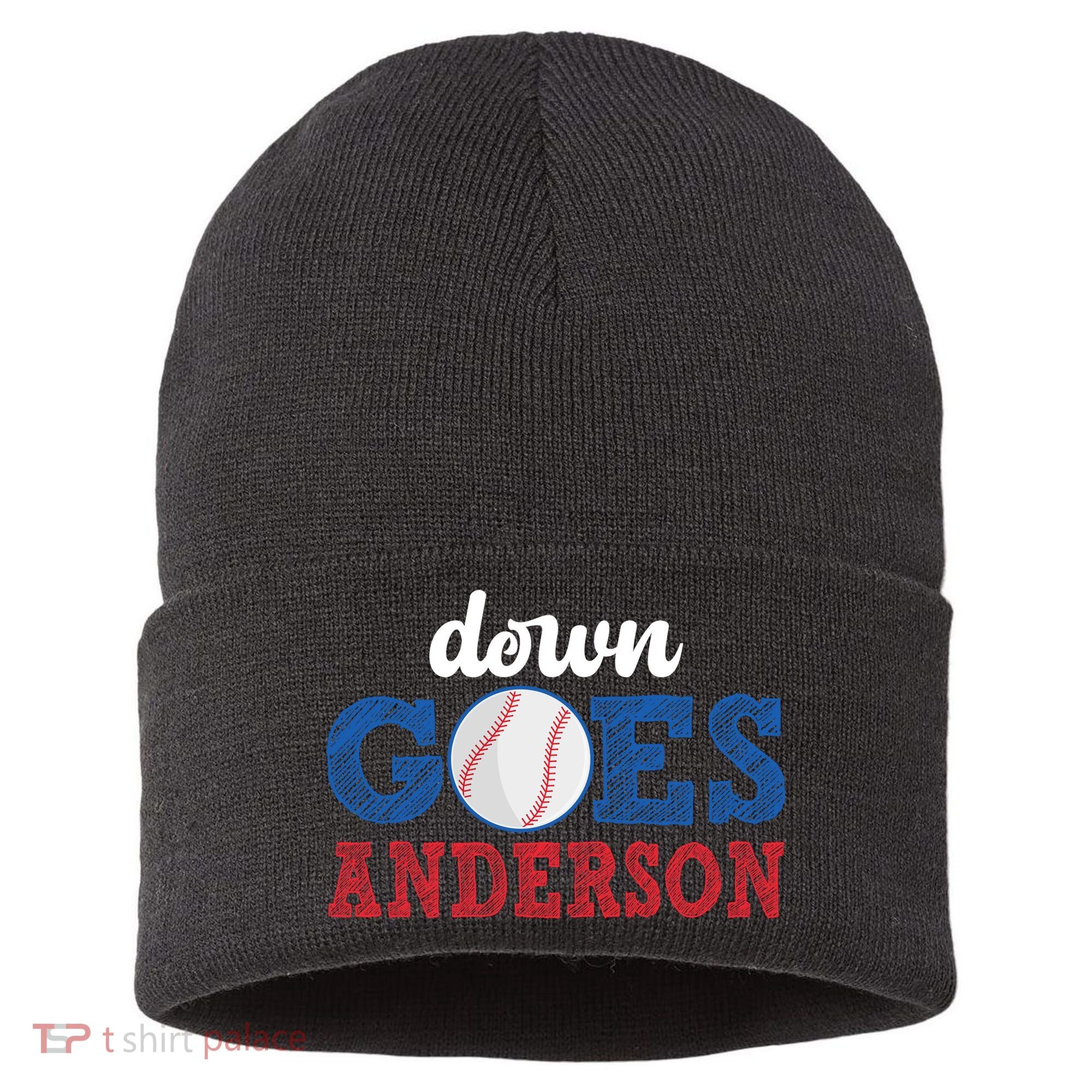 Funny Baseball Fight Down Goes Anderson Sustainable Knit Beanie