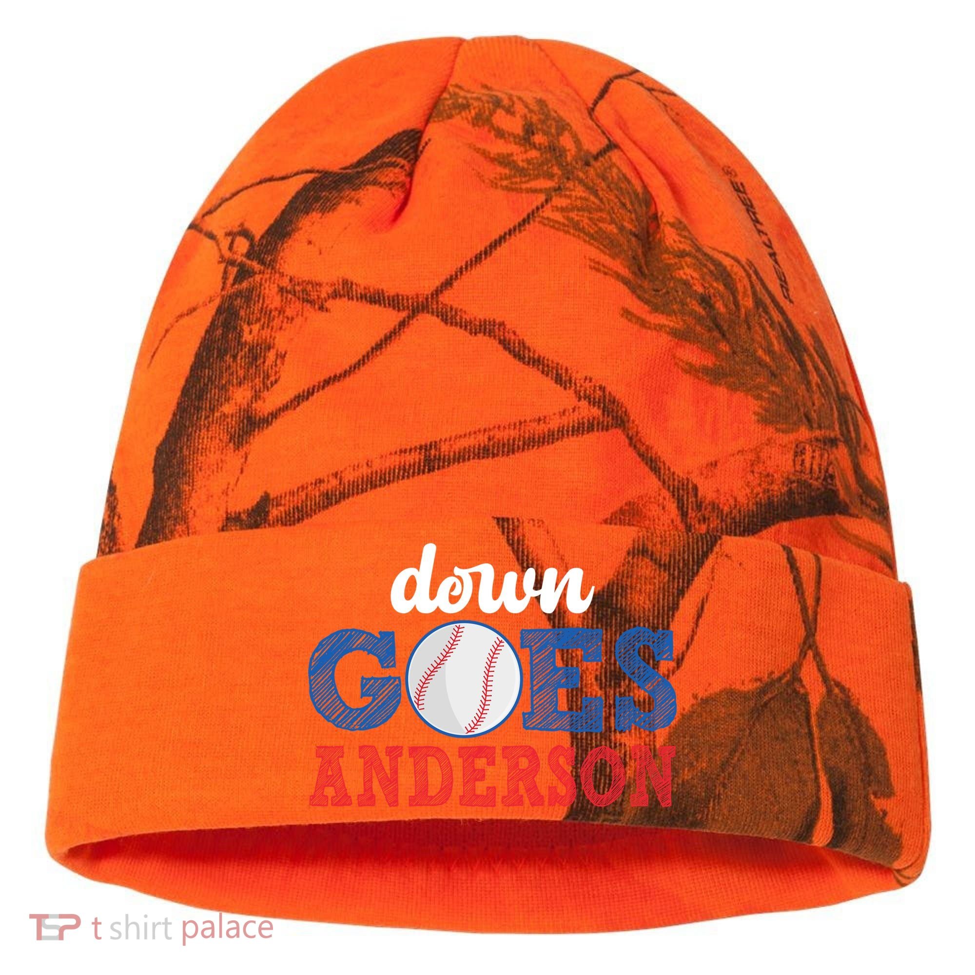 Funny Baseball Fight Down Goes Anderson Kati Licensed 12" Camo Cuffed Beanie