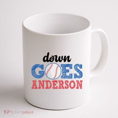 Funny Baseball Fight Down Goes Anderson Coffee Mug back