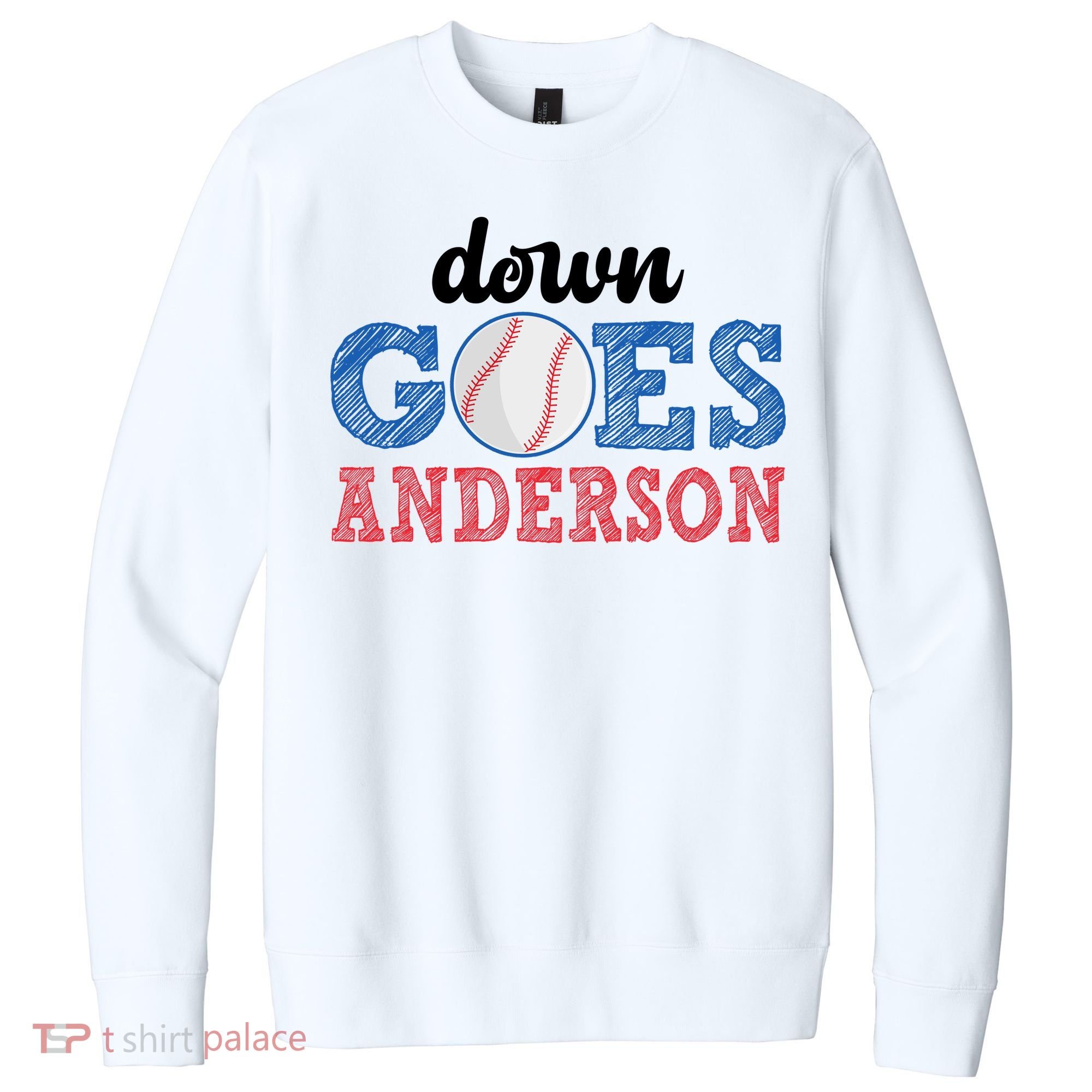 Funny Baseball Fight Down Goes Anderson V.I.T. Fleece Crew Sweatshirt