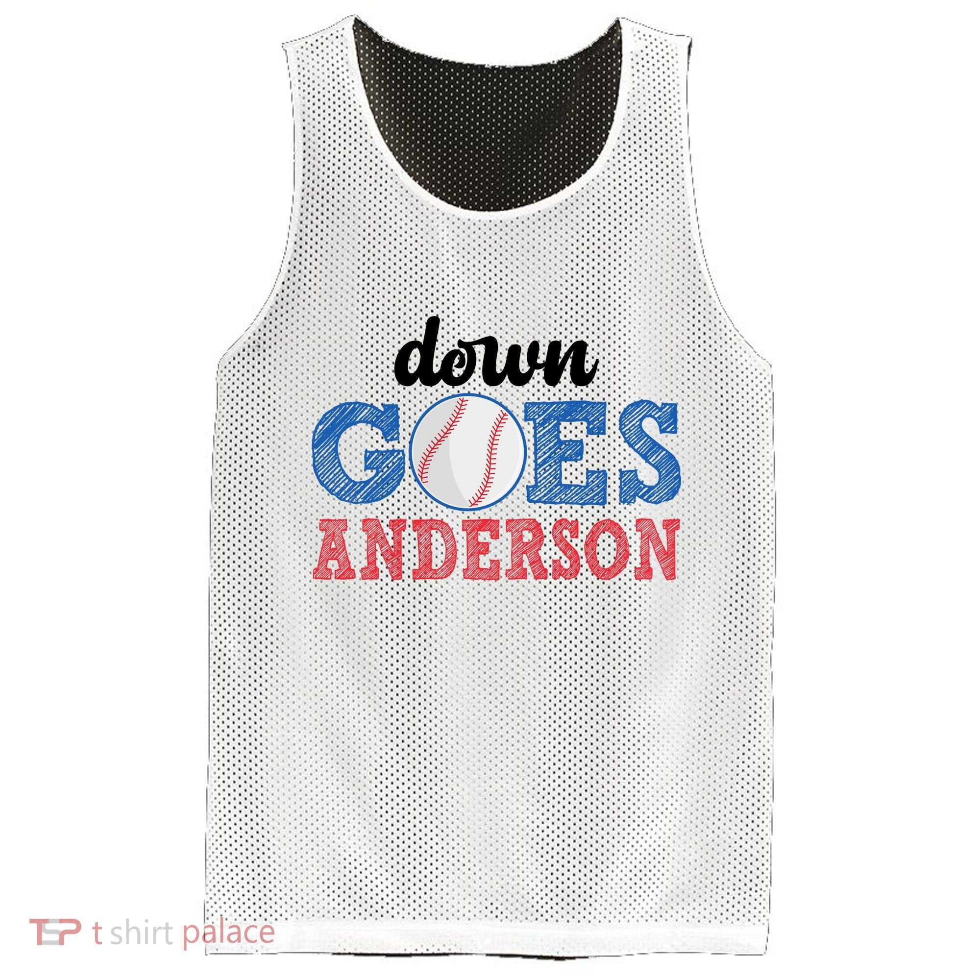 Funny Baseball Fight Down Goes Anderson Mesh Reversible Basketball Jersey Tank