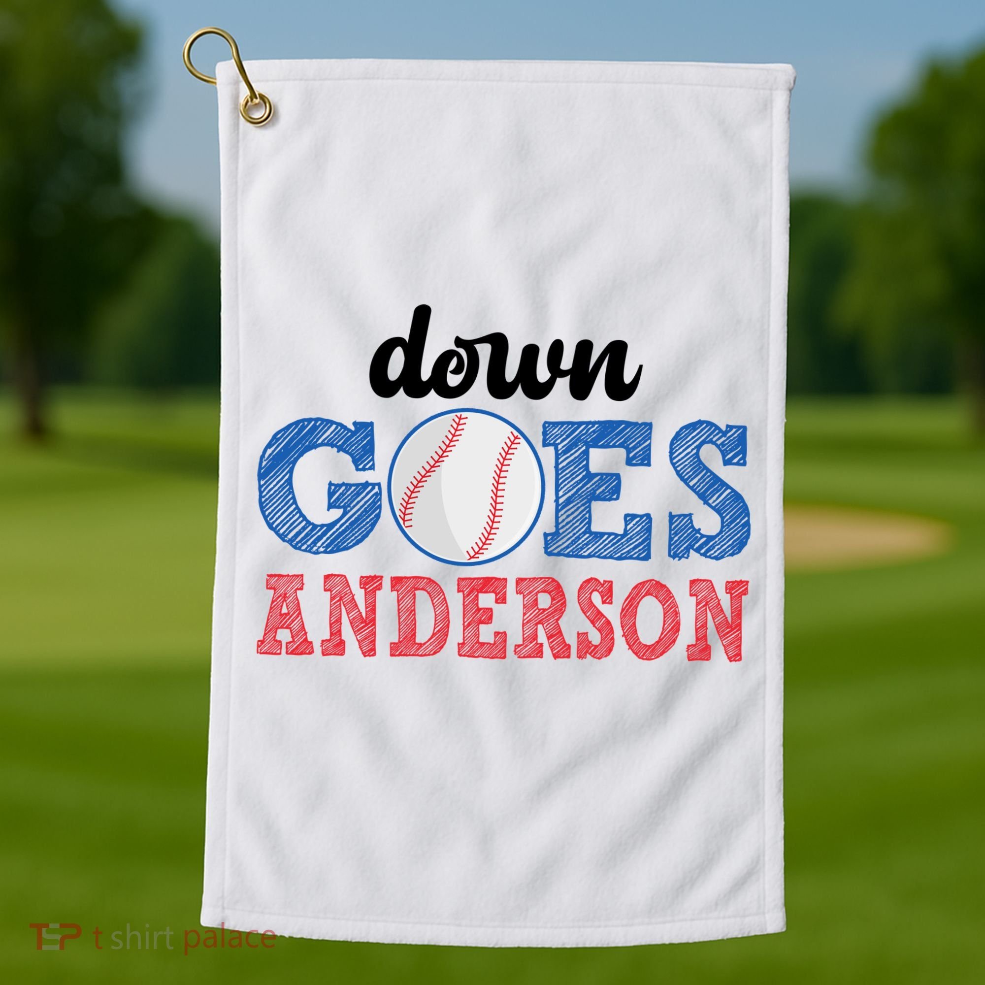 Funny Baseball Fight Down Goes Anderson Golf Towel