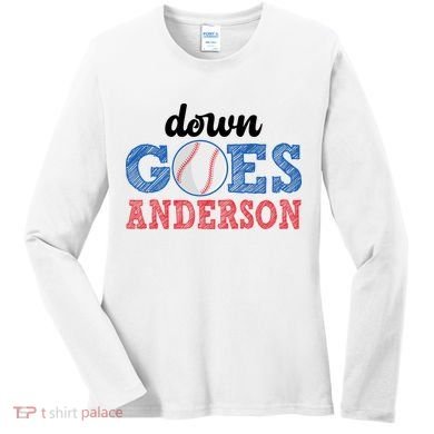 Funny Baseball Fight Down Goes Anderson Women's Long Sleeve Shirt
