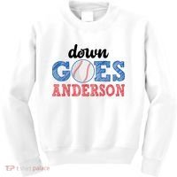 Funny Baseball Fight Down Goes Anderson Kids Sweatshirt thumb 0