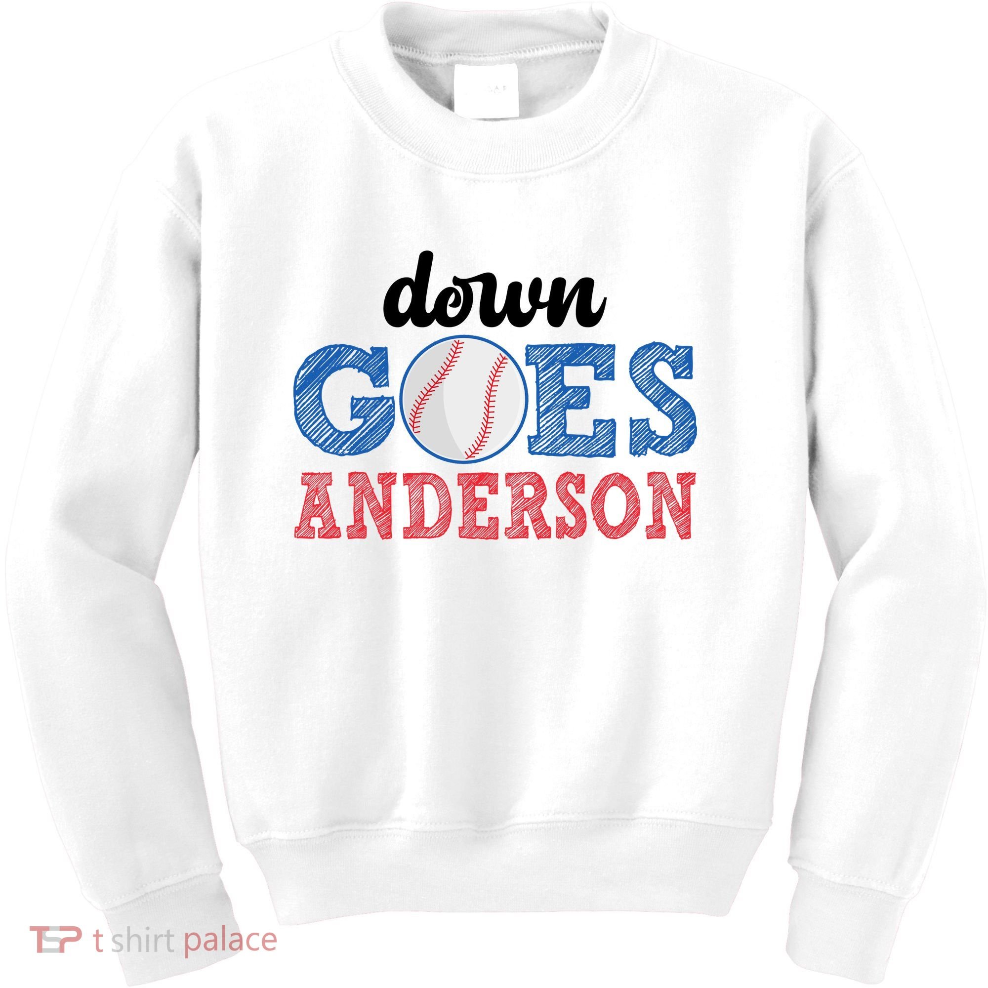 Funny Baseball Fight Down Goes Anderson Kids Sweatshirt