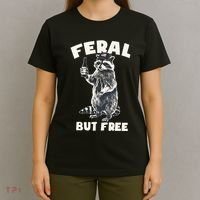Feral But Free Funny Raccoon T-Shirt thumb 4