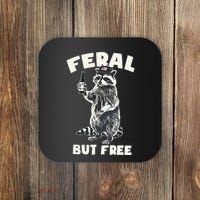 Feral But Free Funny Raccoon Coaster thumb 0
