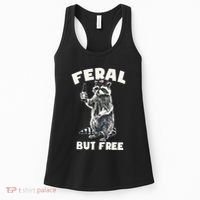 Feral But Free Funny Raccoon Women's Tank Top thumb 0