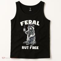 Feral But Free Funny Raccoon Tank Top thumb 2