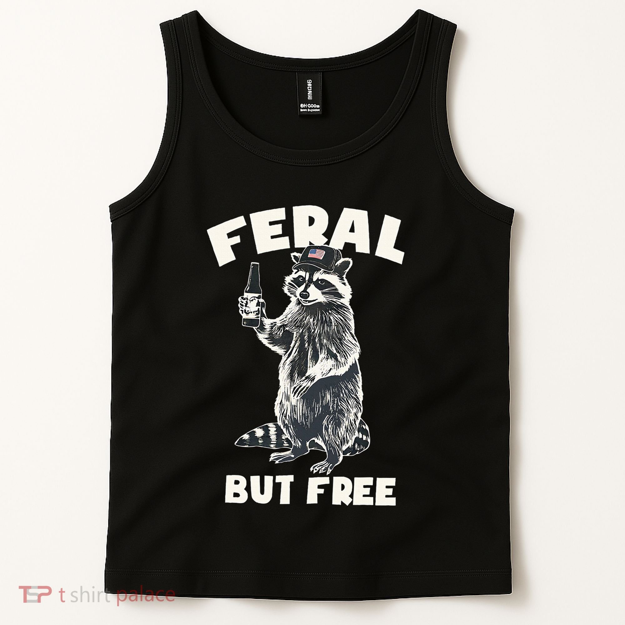 Feral But Free Funny Raccoon Tank Top