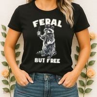 Feral But Free Funny Raccoon Women's T-Shirt thumb 2