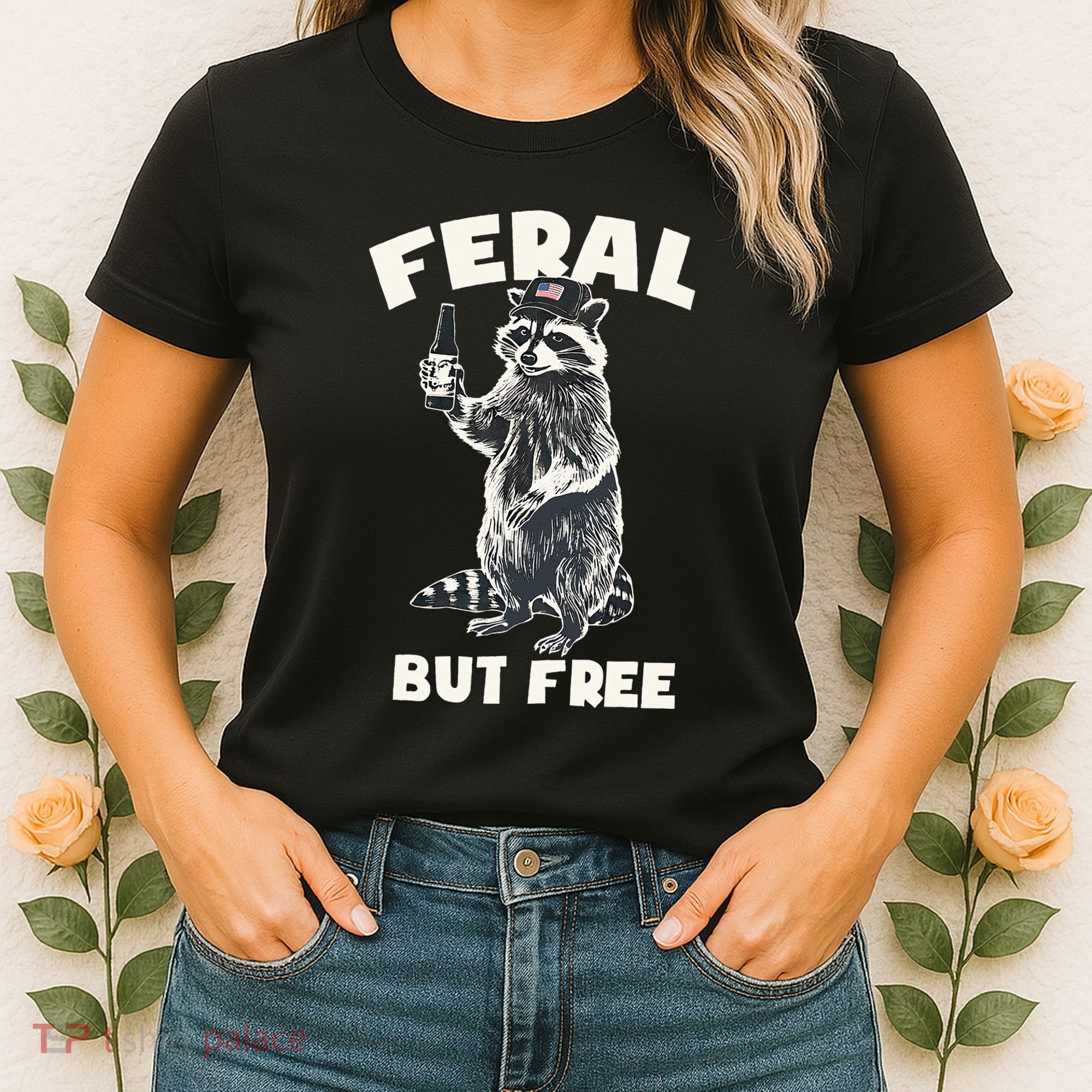 Feral But Free Funny Raccoon Women's T-Shirt