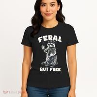 Feral But Free Funny Raccoon Women's T-Shirt thumb 4