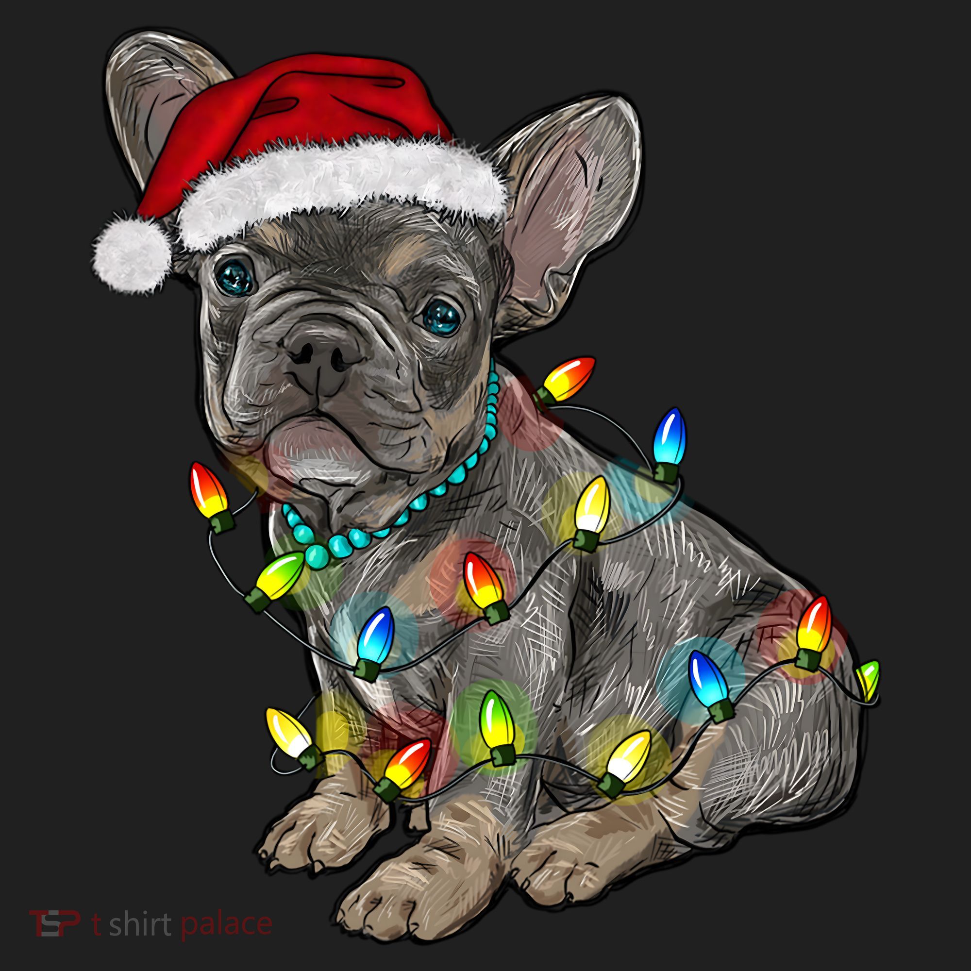 French Bulldog Frenchie Christmas Lights Cute Gift Women's Sweatshirt