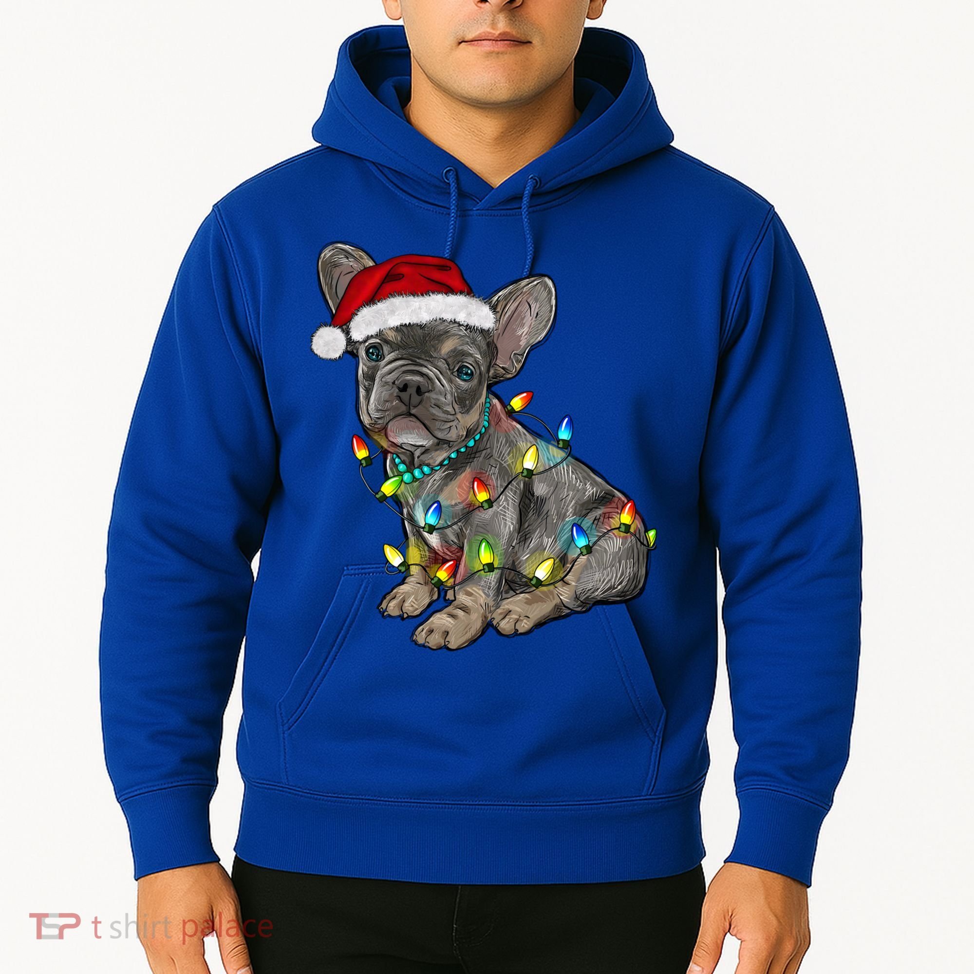 French Bulldog Frenchie Christmas Lights Cute Gift Hoodie