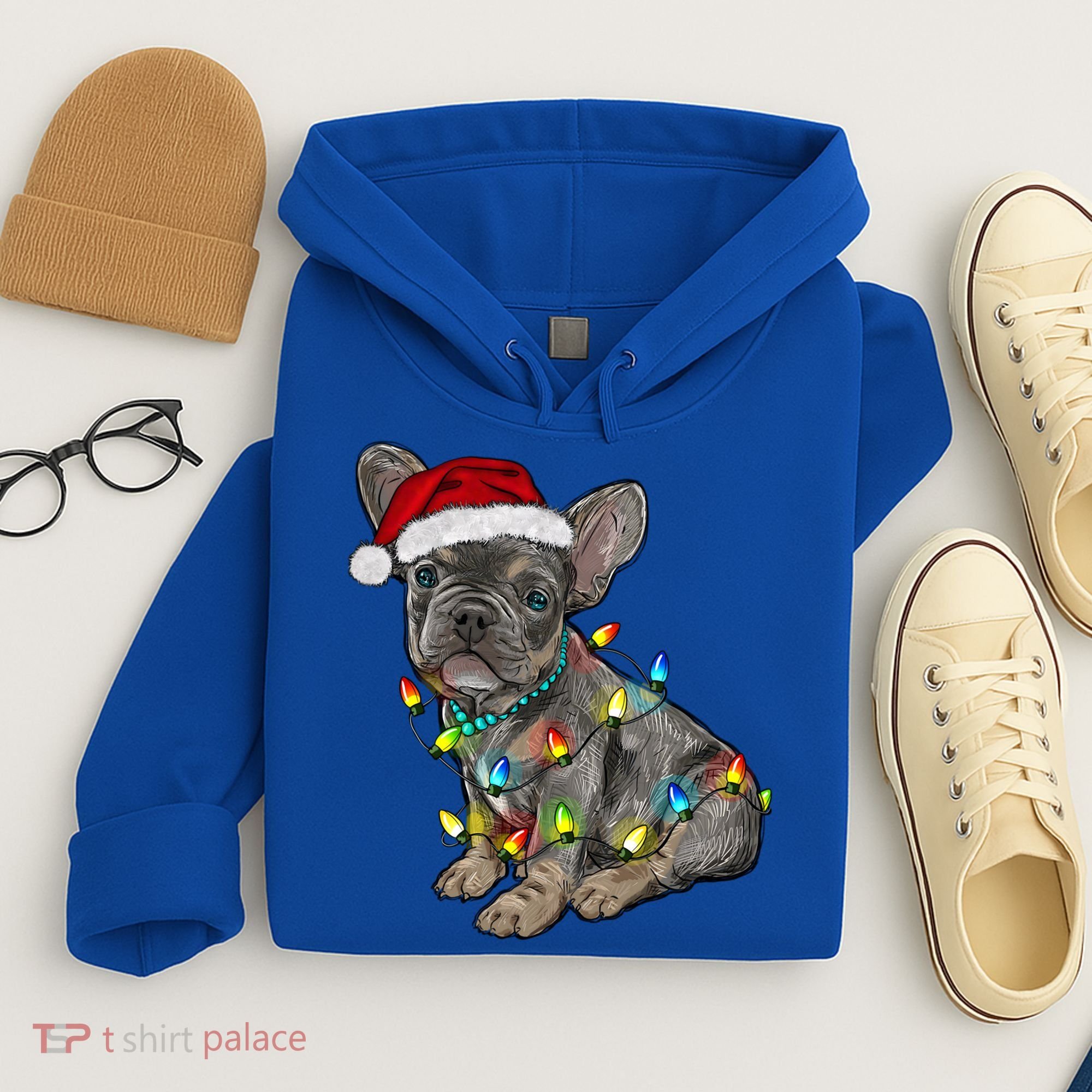 French Bulldog Frenchie Christmas Lights Cute Gift Hoodie