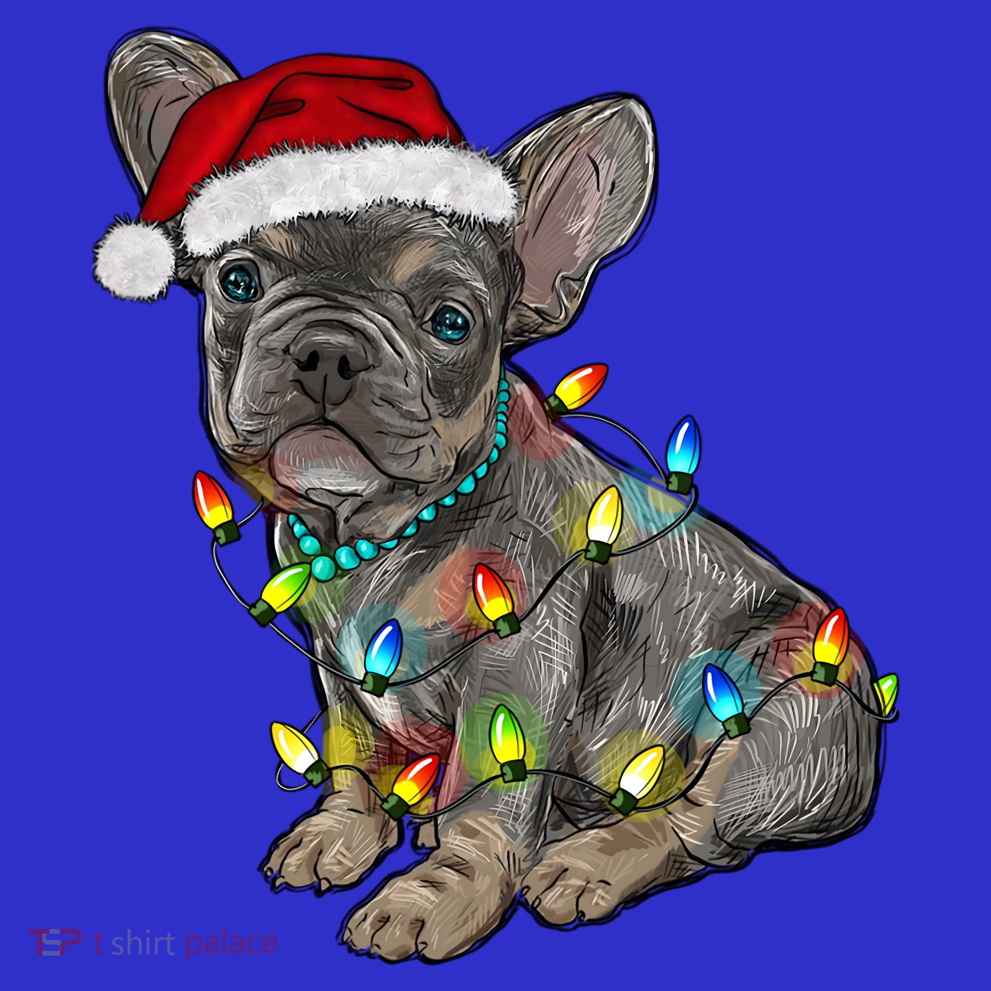 French Bulldog Frenchie Christmas Lights Cute Gift Long Sleeve Shirt