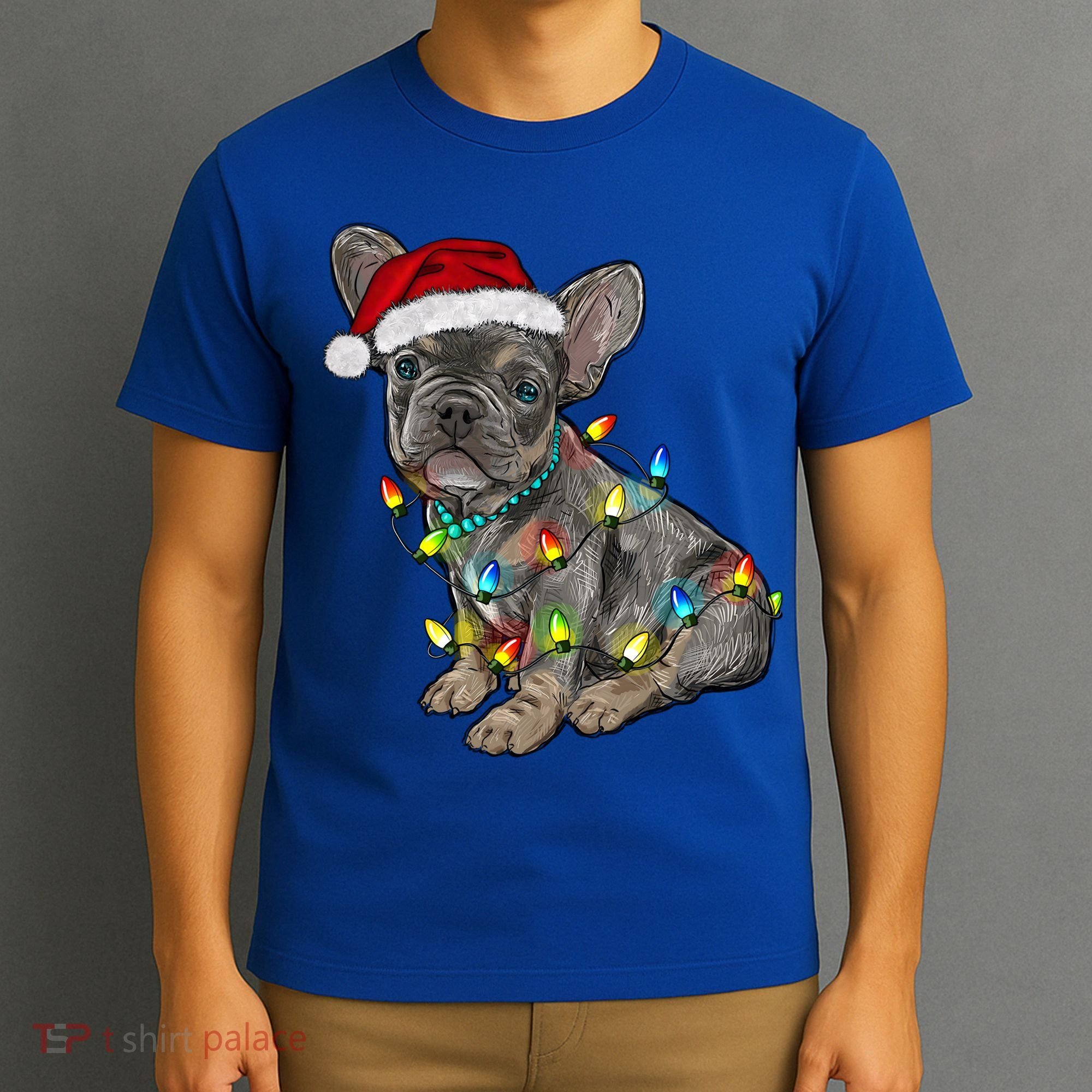 French Bulldog Frenchie Christmas Lights Cute Gift T-Shirt
