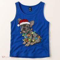 French Bulldog Frenchie Christmas Lights Cute Gift Tank Top thumb 2
