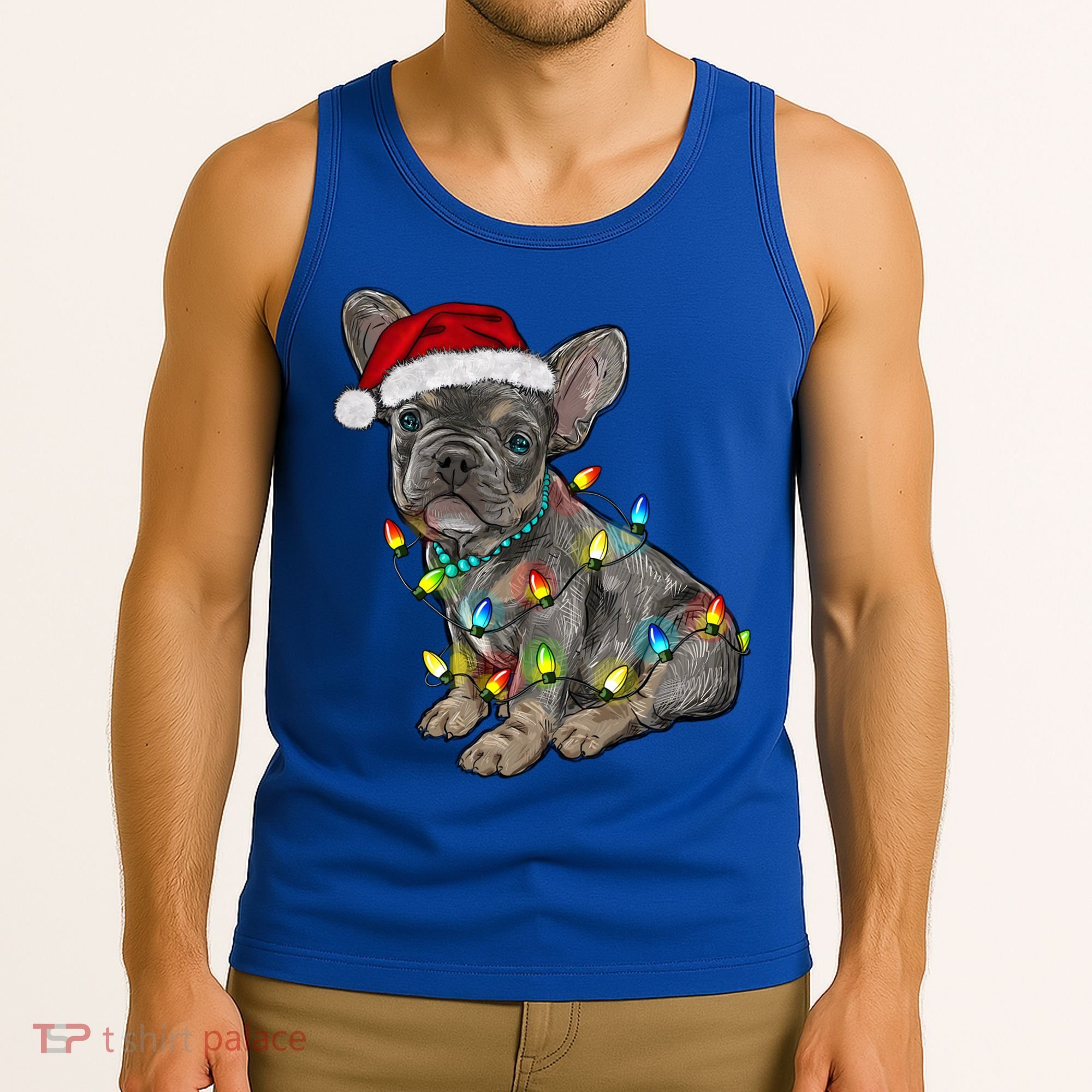 French Bulldog Frenchie Christmas Lights Cute Gift Tank Top
