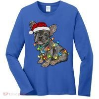 French Bulldog Frenchie Christmas Lights Cute Gift Women's Long Sleeve Shirt thumb 0