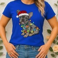French Bulldog Frenchie Christmas Lights Cute Gift Women's T-Shirt thumb 2