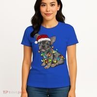 French Bulldog Frenchie Christmas Lights Cute Gift Women's T-Shirt thumb 4