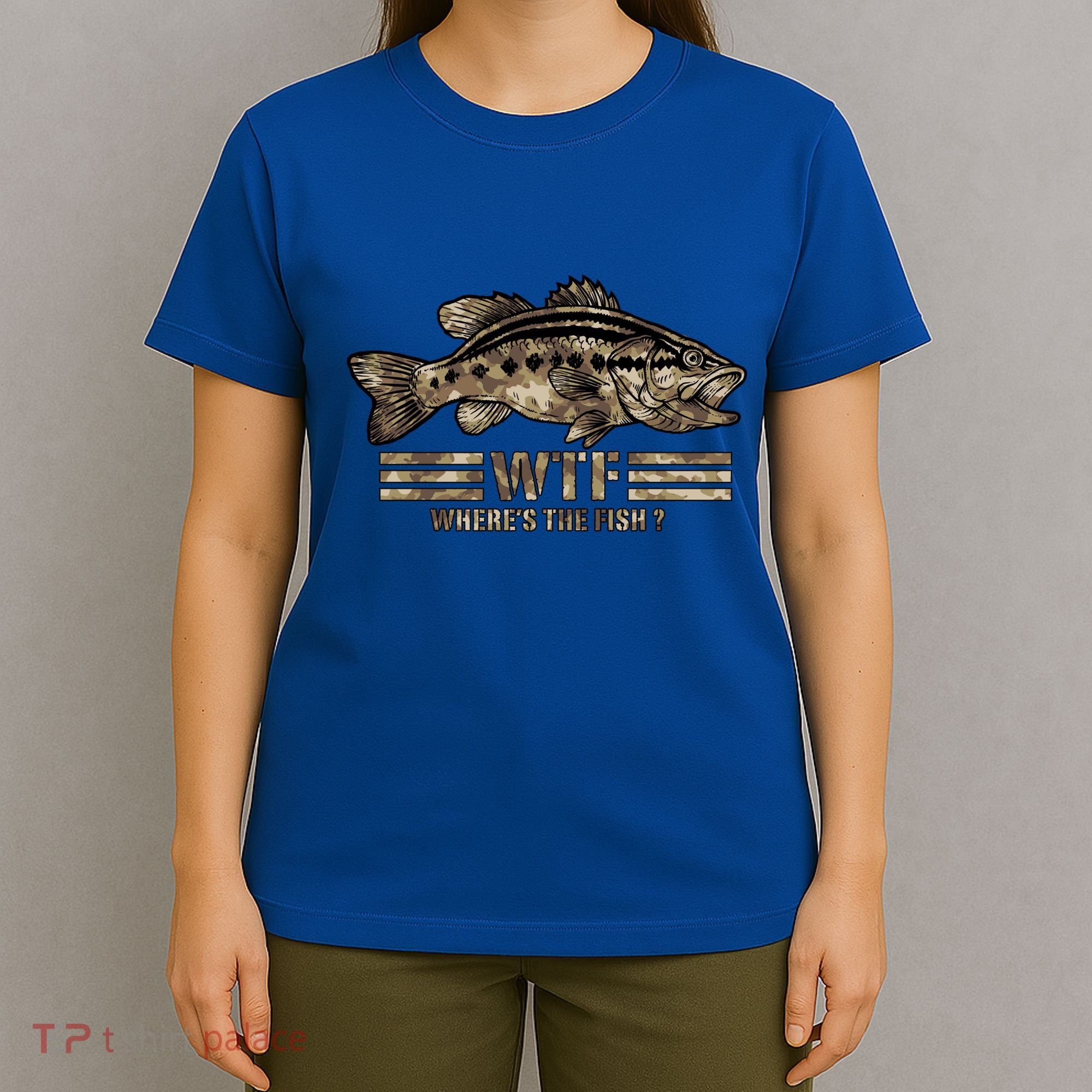 Funny Bass Fishing Camo Wtf Wheres The Fish Gift T-Shirt