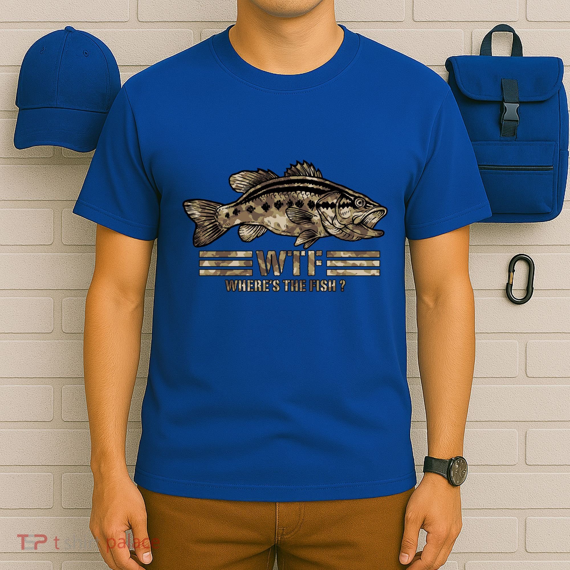 Funny Bass Fishing Camo Wtf Wheres The Fish Gift T-Shirt