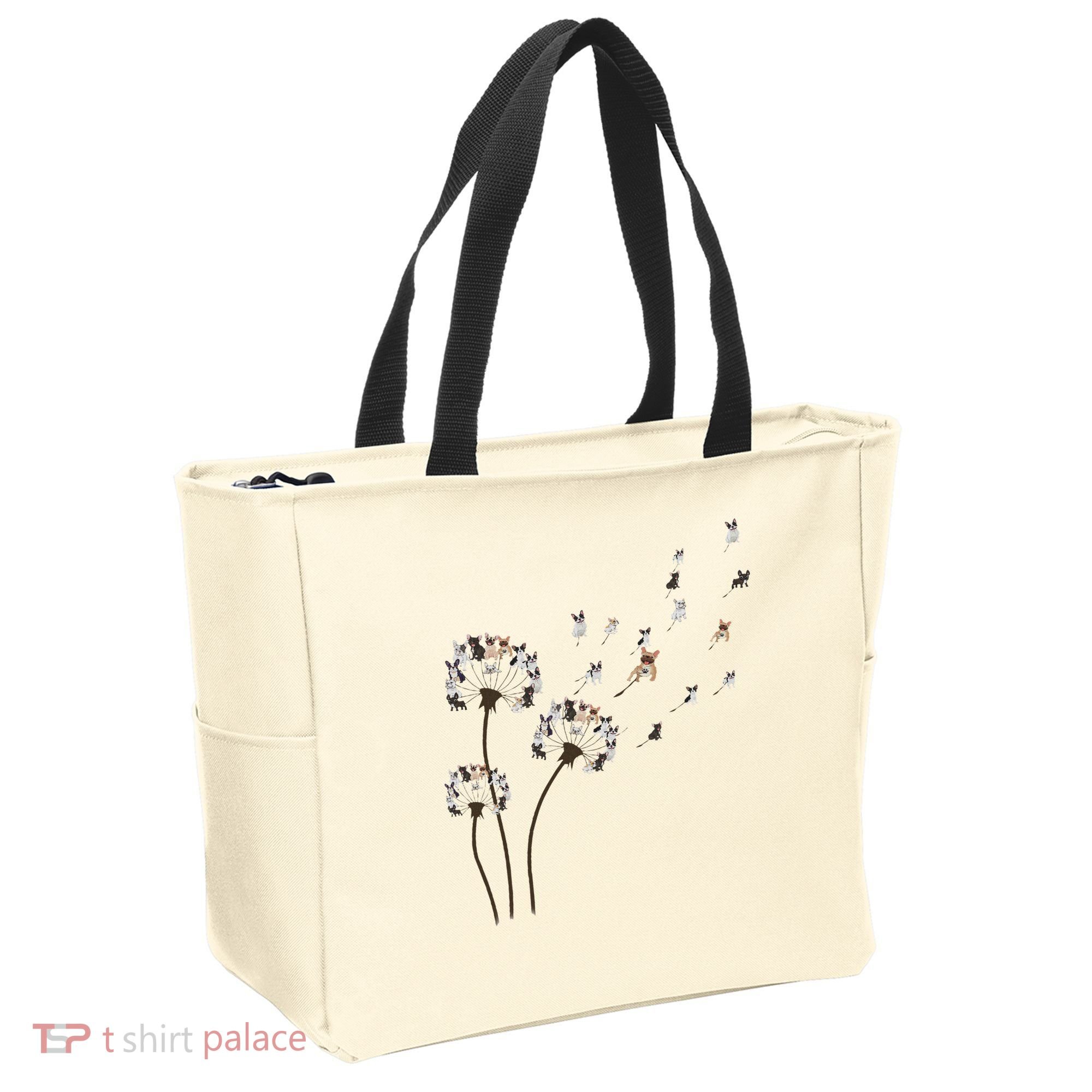 French Bulldog Flower Fly Dandelion Funny Dog Lovers Tote Bag