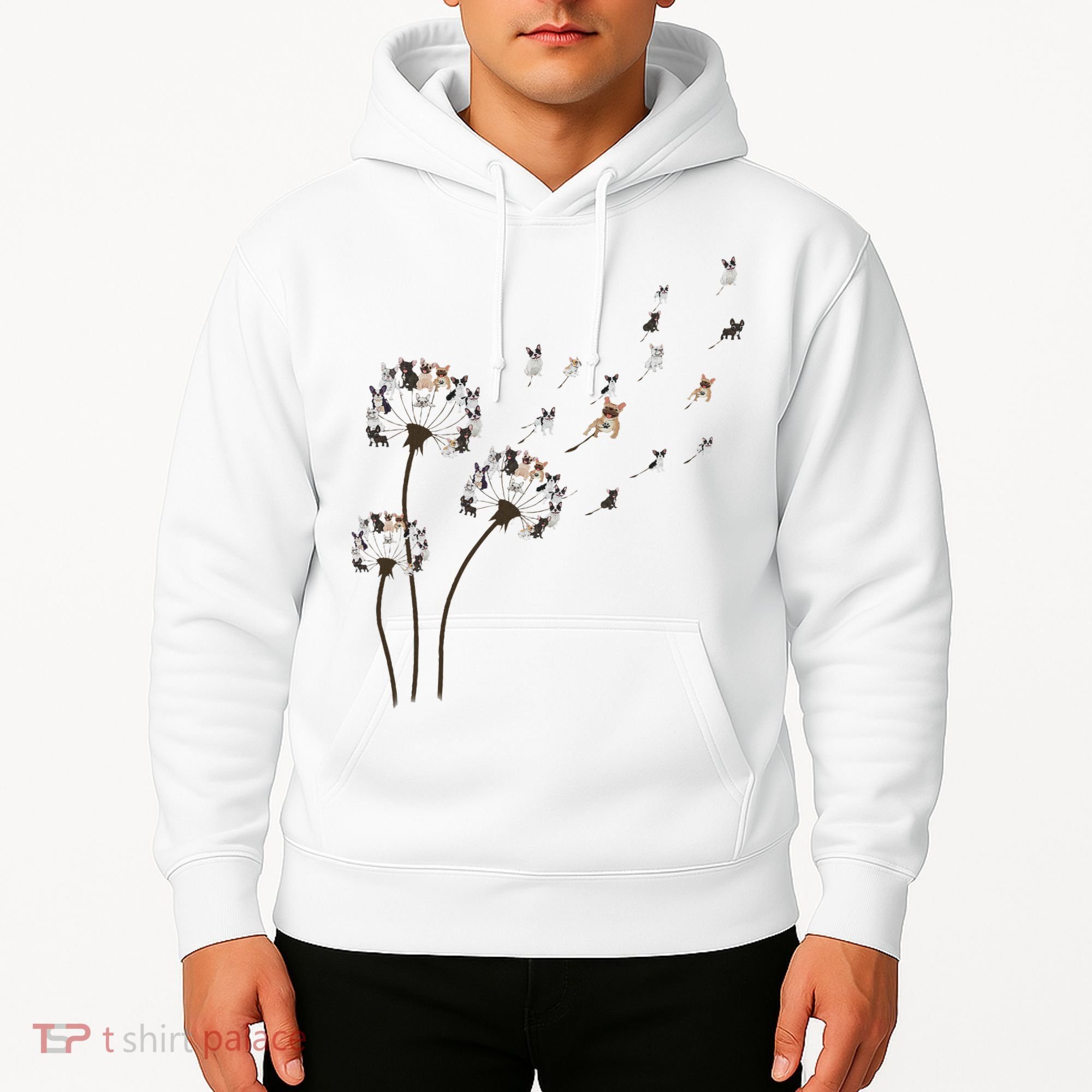 French Bulldog Flower Fly Dandelion Funny Dog Lovers Hoodie