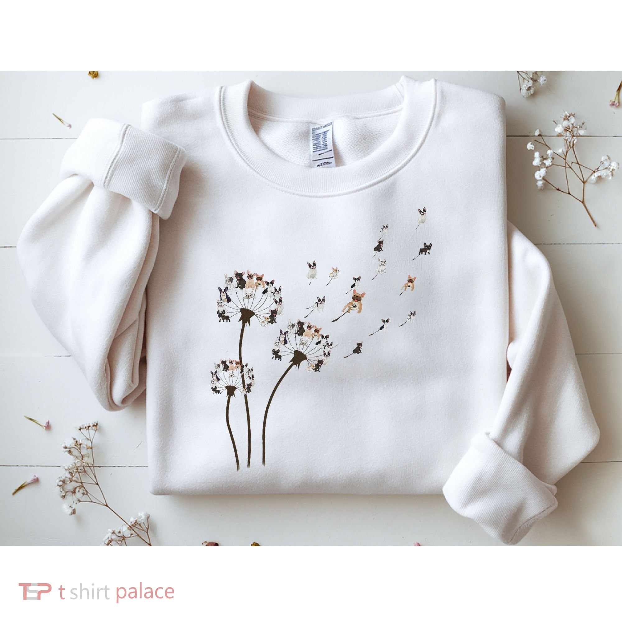 French Bulldog Flower Fly Dandelion Funny Dog Lovers Sweatshirt