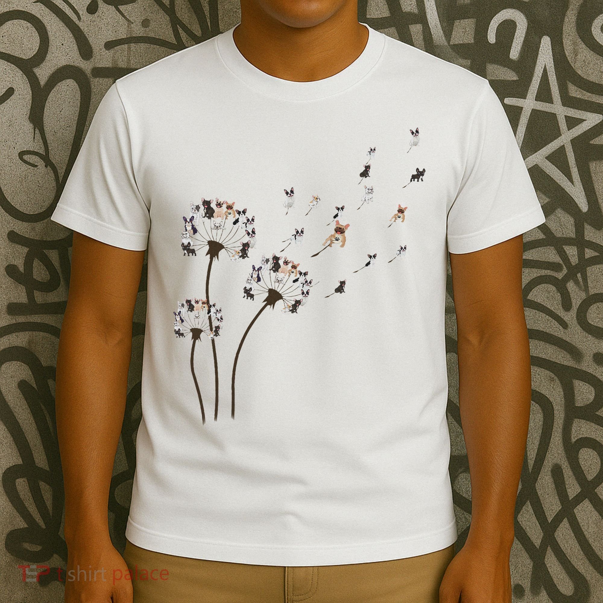 French Bulldog Flower Fly Dandelion Funny Dog Lovers T-Shirt
