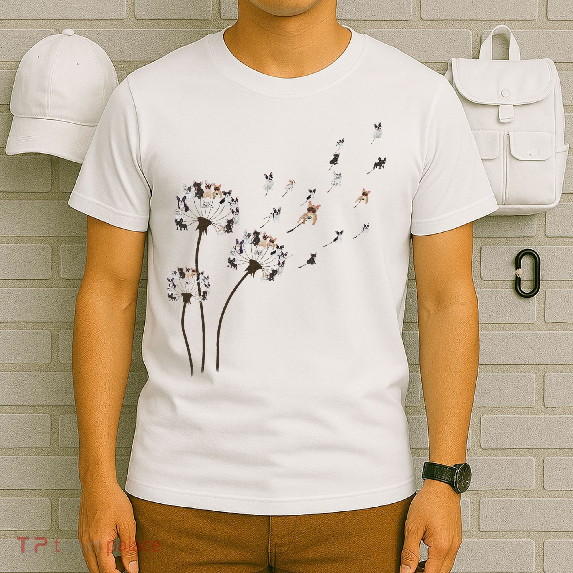 French Bulldog Flower Fly Dandelion Funny Dog Lovers T-Shirt
