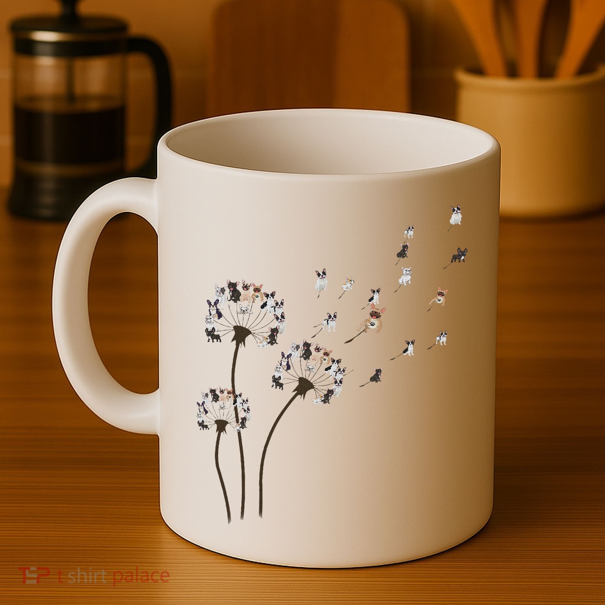 French Bulldog Flower Fly Dandelion Funny Dog Lovers Coffee Mug