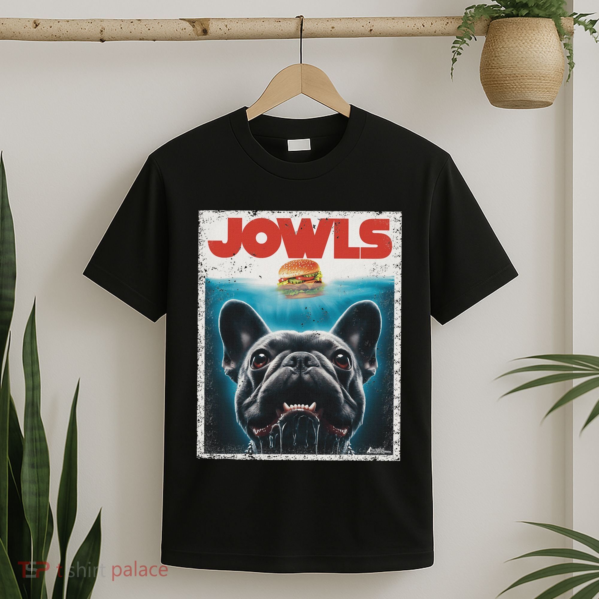 Funny Black French Bulldog Jowls Top Frenchie Mom Dog Dad T-Shirt