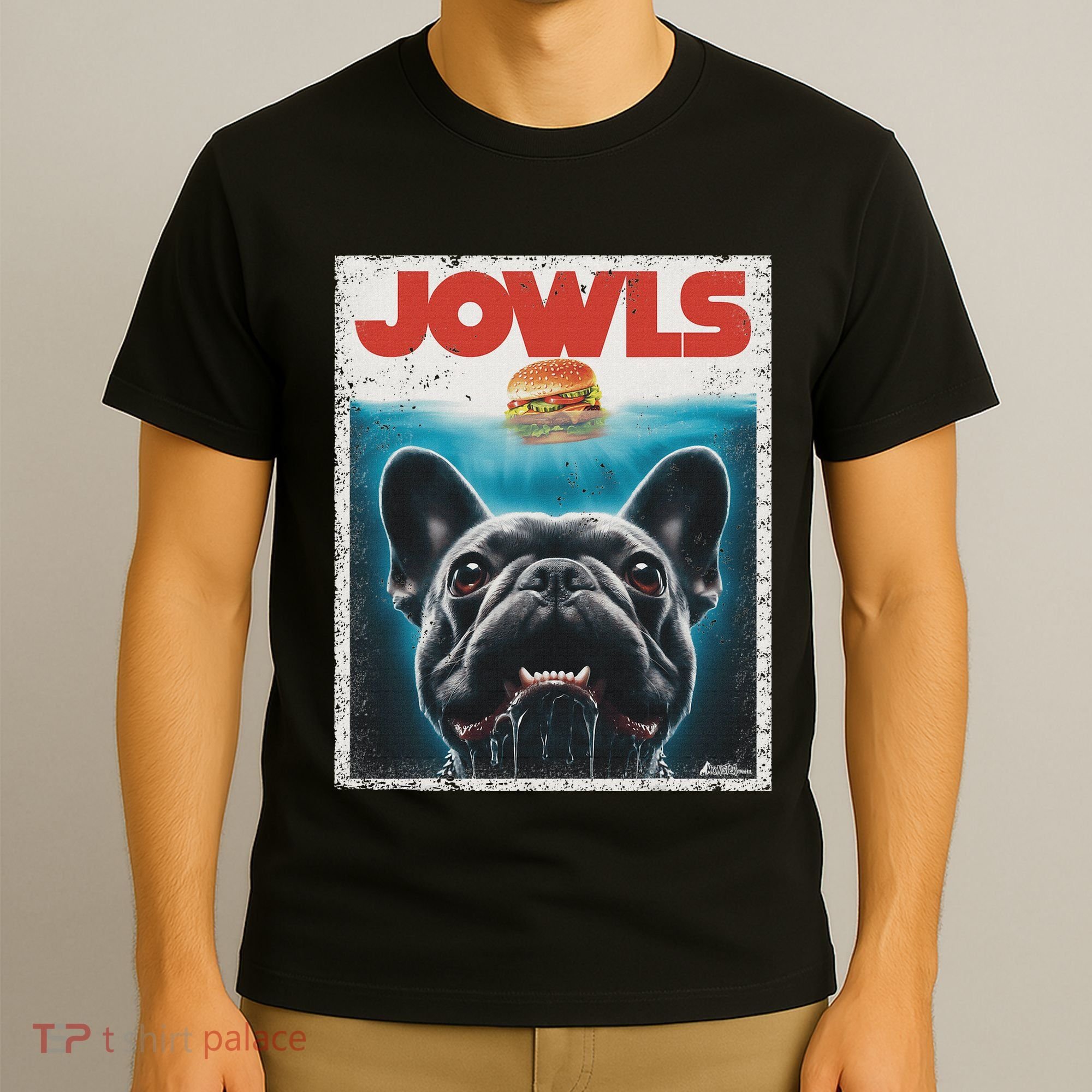 Funny Black French Bulldog Jowls Top Frenchie Mom Dog Dad T-Shirt