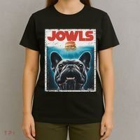 Funny Black French Bulldog Jowls Top Frenchie Mom Dog Dad T-Shirt thumb 4