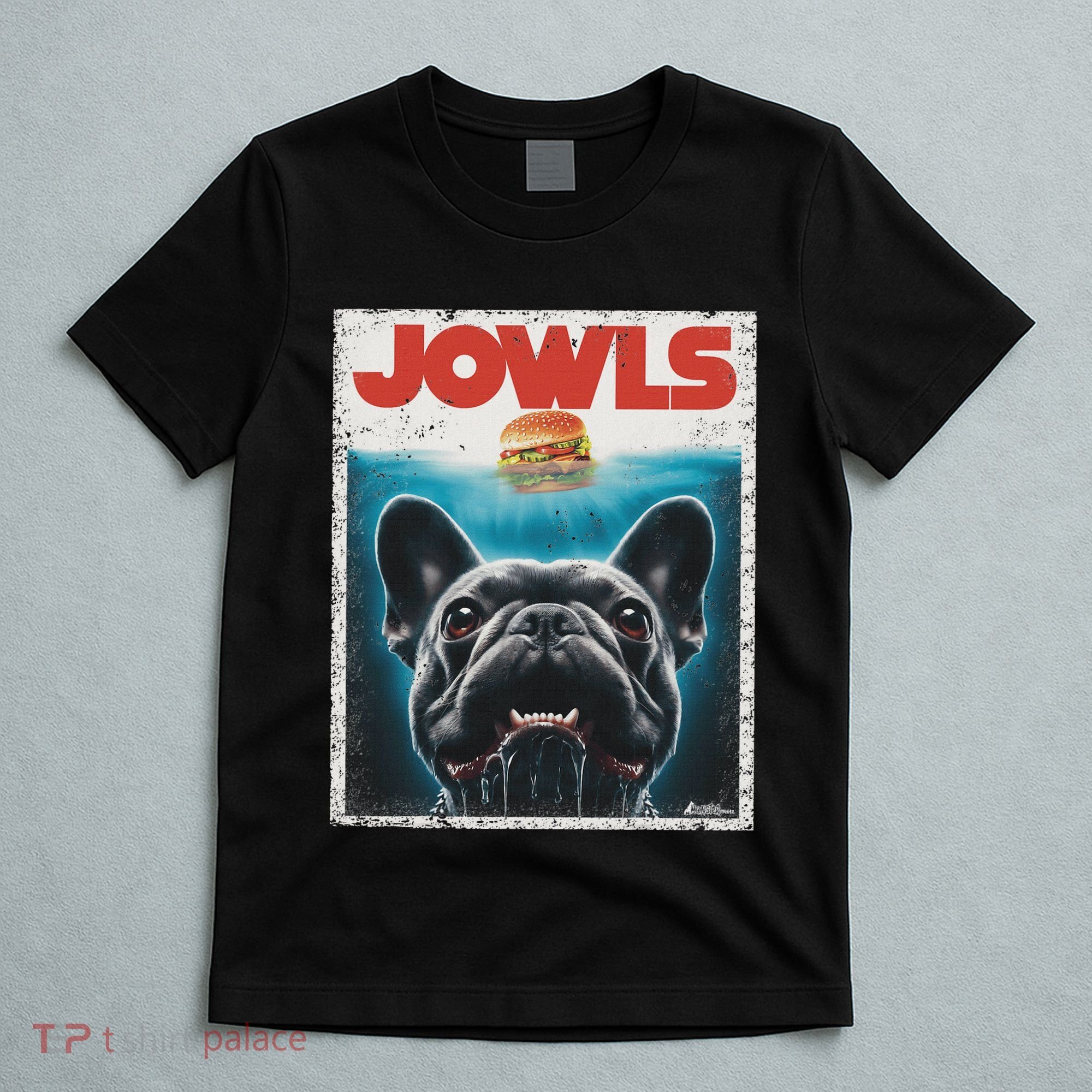 Funny Black French Bulldog Jowls Top Frenchie Mom Dog Dad T-Shirt