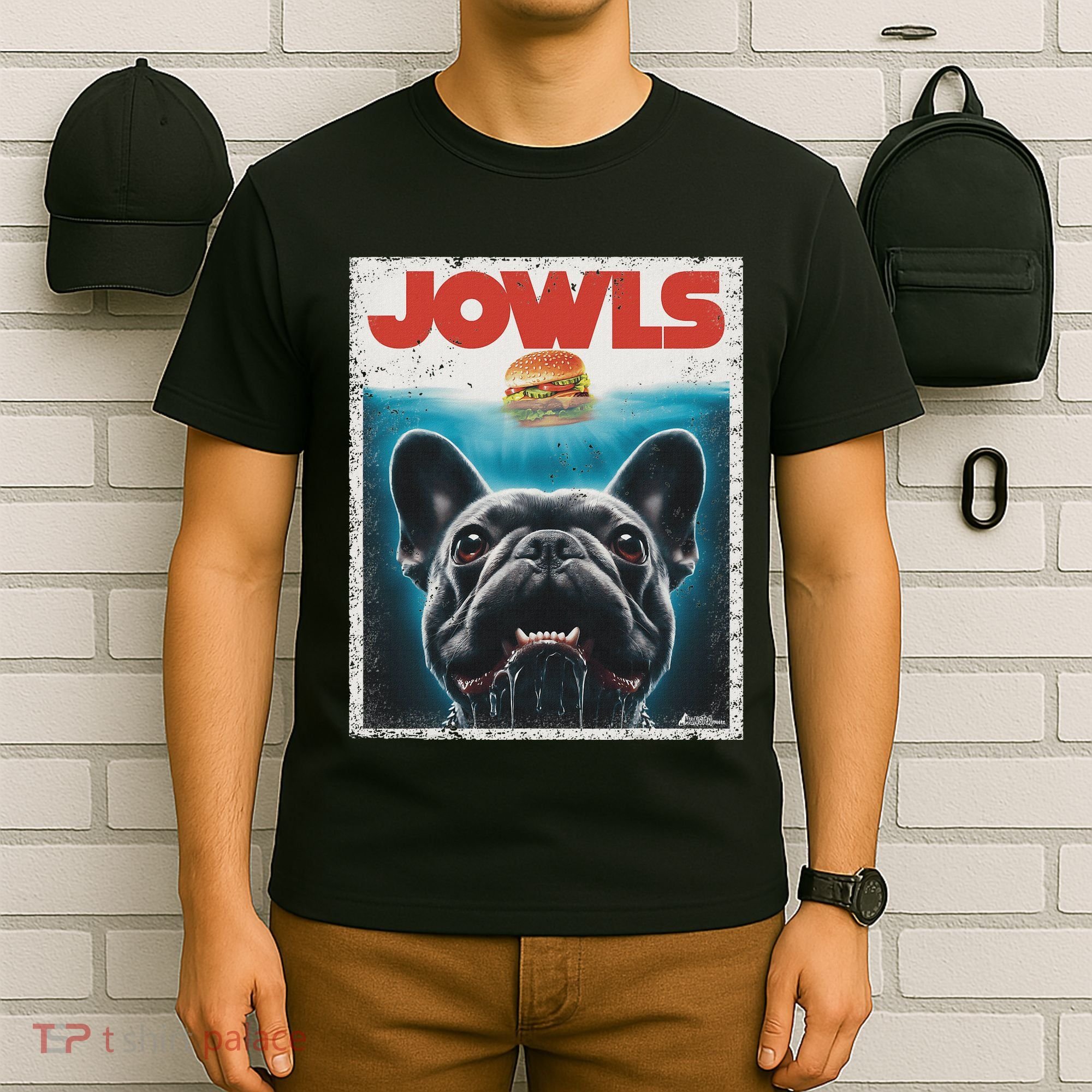Funny Black French Bulldog Jowls Top Frenchie Mom Dog Dad T-Shirt