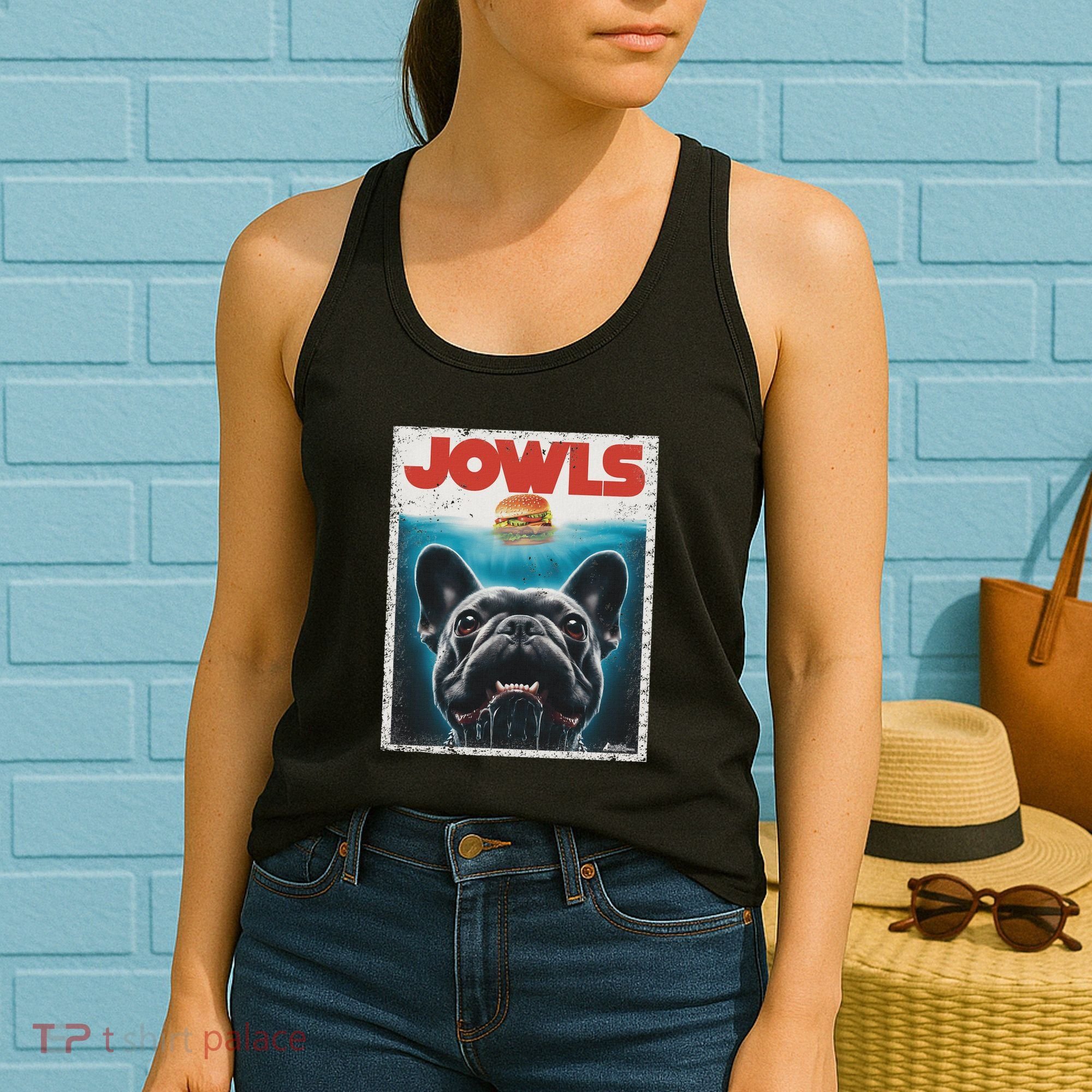 Funny Black French Bulldog Jowls Top Frenchie Mom Dog Dad Women's Tank Top