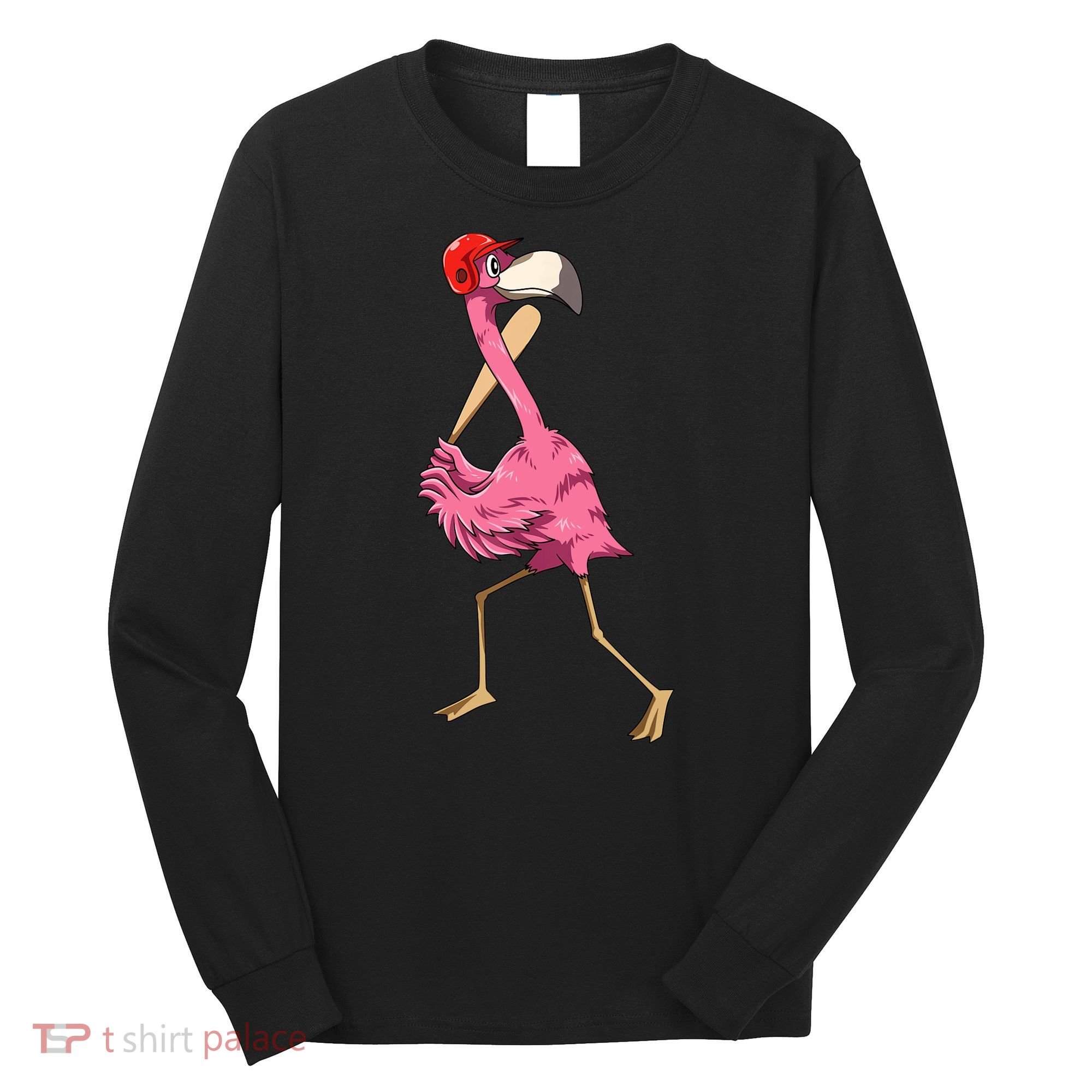 Flamingo Baseball Flamingo Playing Baseball Flamingo Long Sleeve Shirt