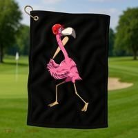 Flamingo Baseball Flamingo Playing Baseball Flamingo Golf Towel thumb 1