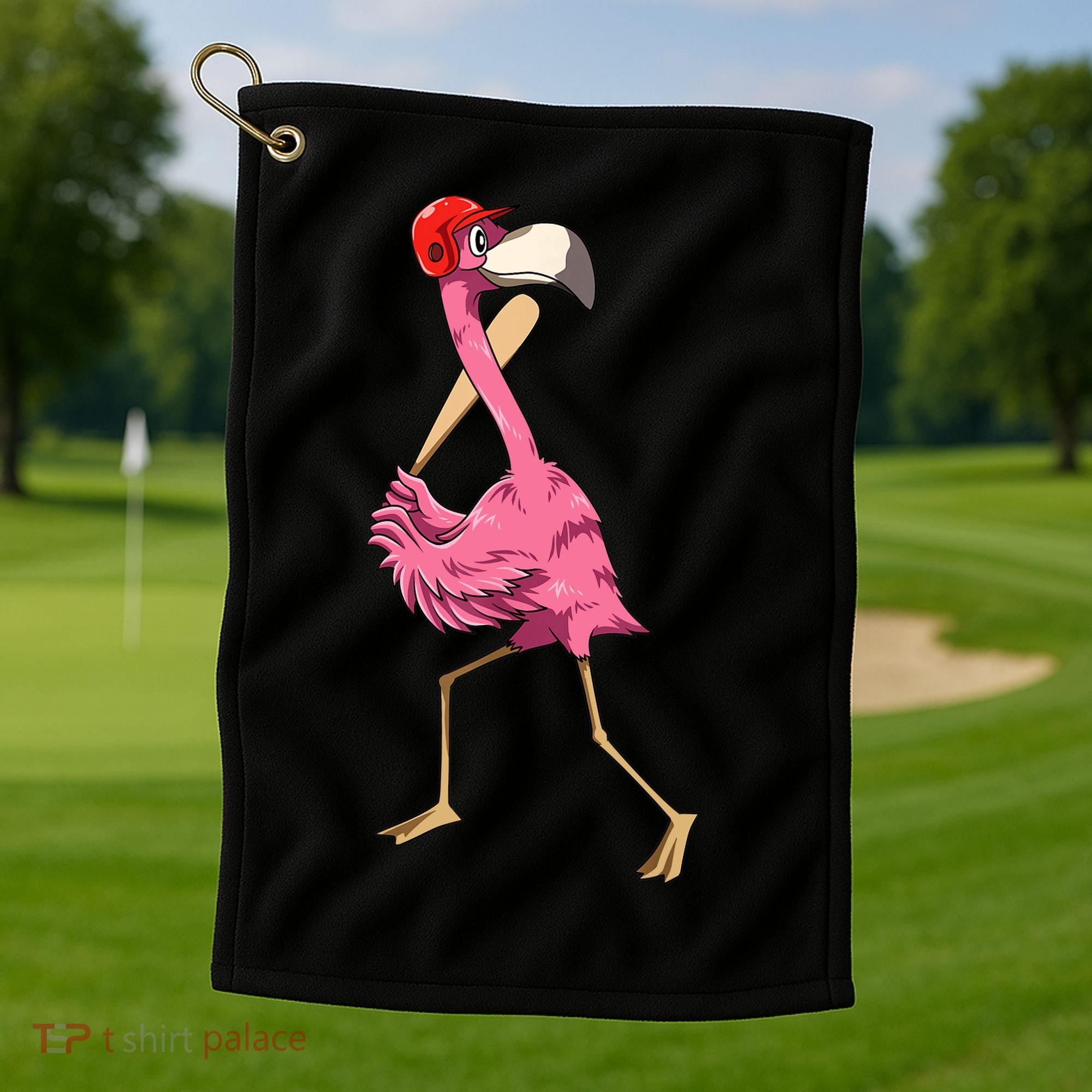 Flamingo Baseball Flamingo Playing Baseball Flamingo Golf Towel