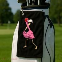Flamingo Baseball Flamingo Playing Baseball Flamingo Golf Towel thumb 2