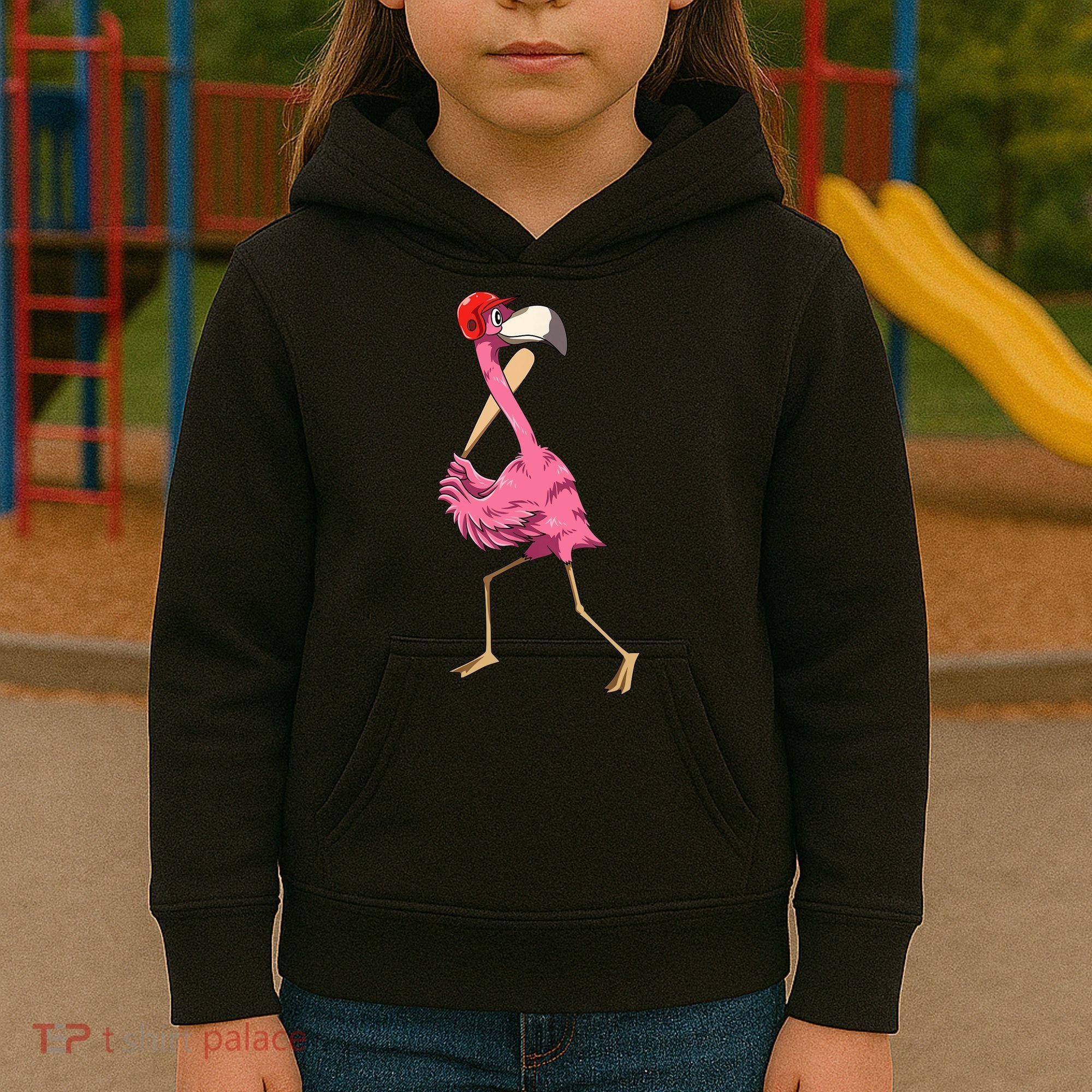 Flamingo Baseball Flamingo Playing Baseball Flamingo Kids Hoodie